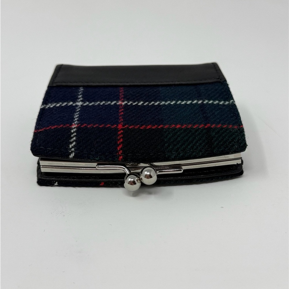 Vintage Coach Plaid Coin Purse Wallet Kisslock Leather Trim Tartan Wool Small - Picture 8 of 12